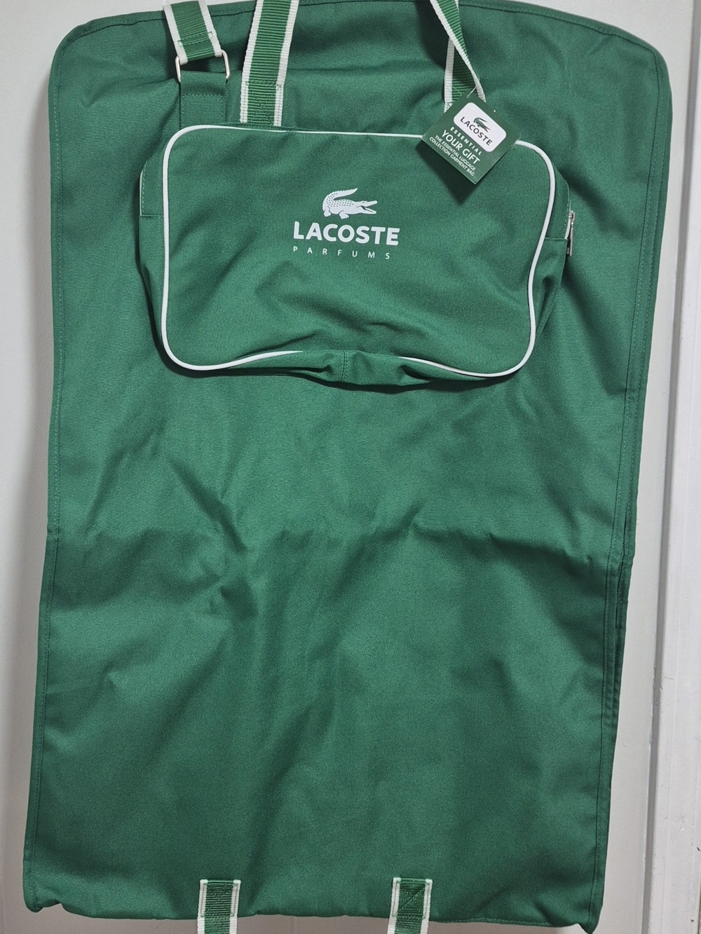 Lacoste Green Travel Garment Bag with Pouch